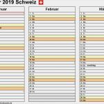 Kalender 2019 Excel Vorlage Schön Kalender 2019 Schweiz In Excel Zum Ausdrucken