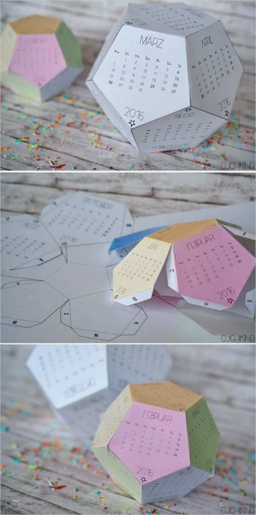 Kalender Selber Machen Vorlagen Neu 3d Kalender 2016 Zum Ausdrucken Handmade Kultur