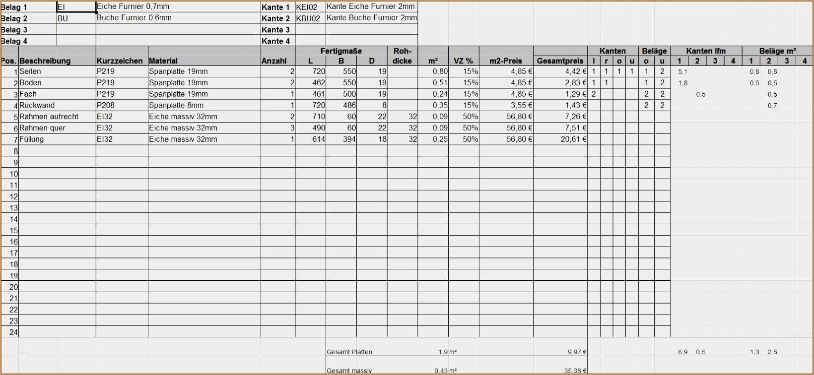 Kalkulation Excel Vorlage Fabelhaft 11 Materialliste Excel Vorlage Vorlagen123 Vorlagen123