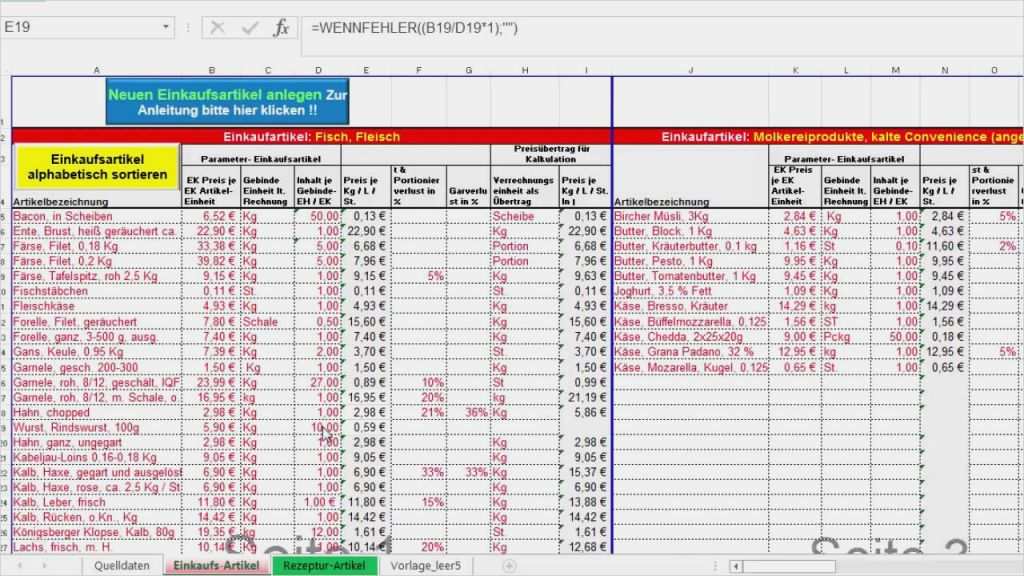 Kalkulation Excel Vorlage Schön Schnell Kalkulation Für Speisen Und Gerichte