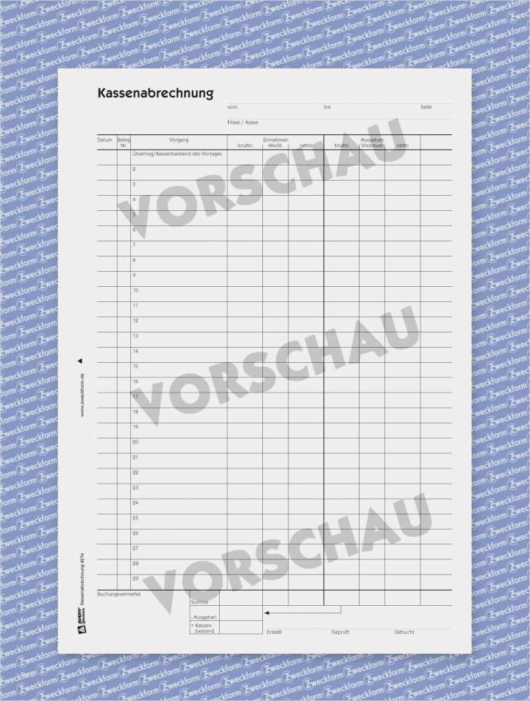 Kassenabrechnung Vorlage Kostenlos Pdf Gut Kassenabrechnung formular Vorlage