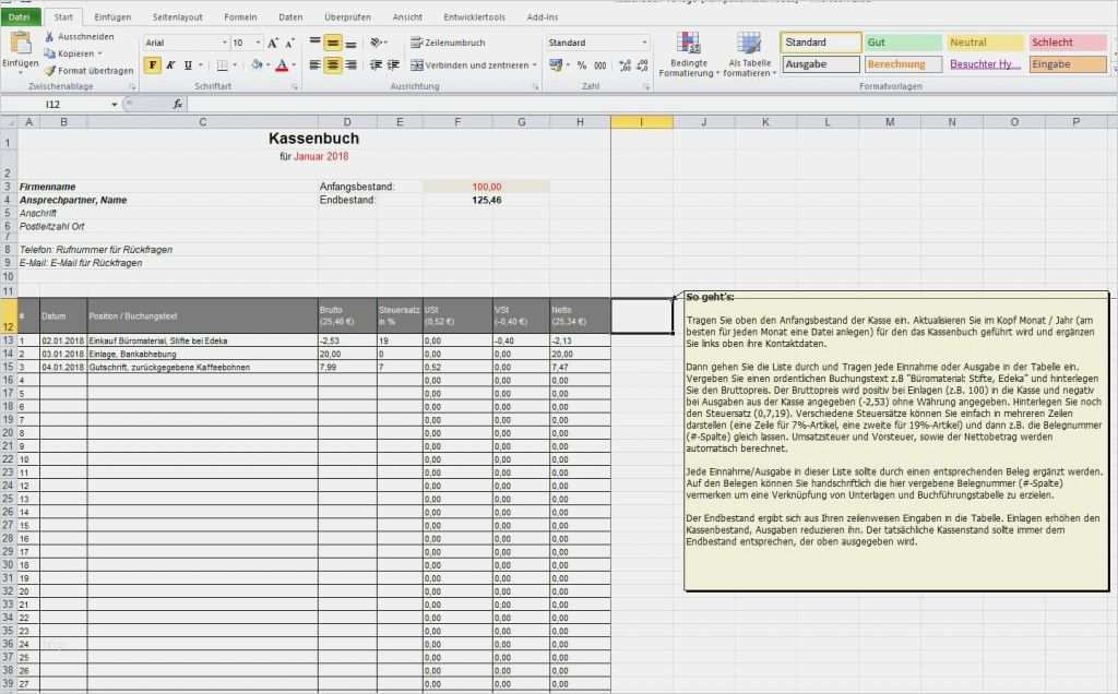 Kassenbuch Excel Vorlage Free Download Beste Kassenbuch software Kostenlos Vorlage Beispiele Tipps