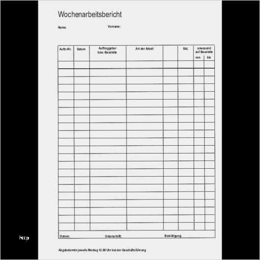 Kassenbuch Tagesbericht Vorlage Fabelhaft formular formularblock "wochenarbeitsbericht"