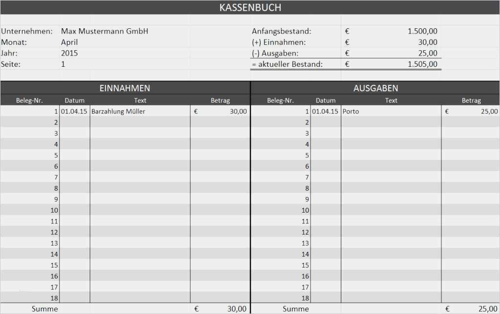 Kassenbuch Vorlage 2017 Erstaunlich 20 Kassenbuch 2017