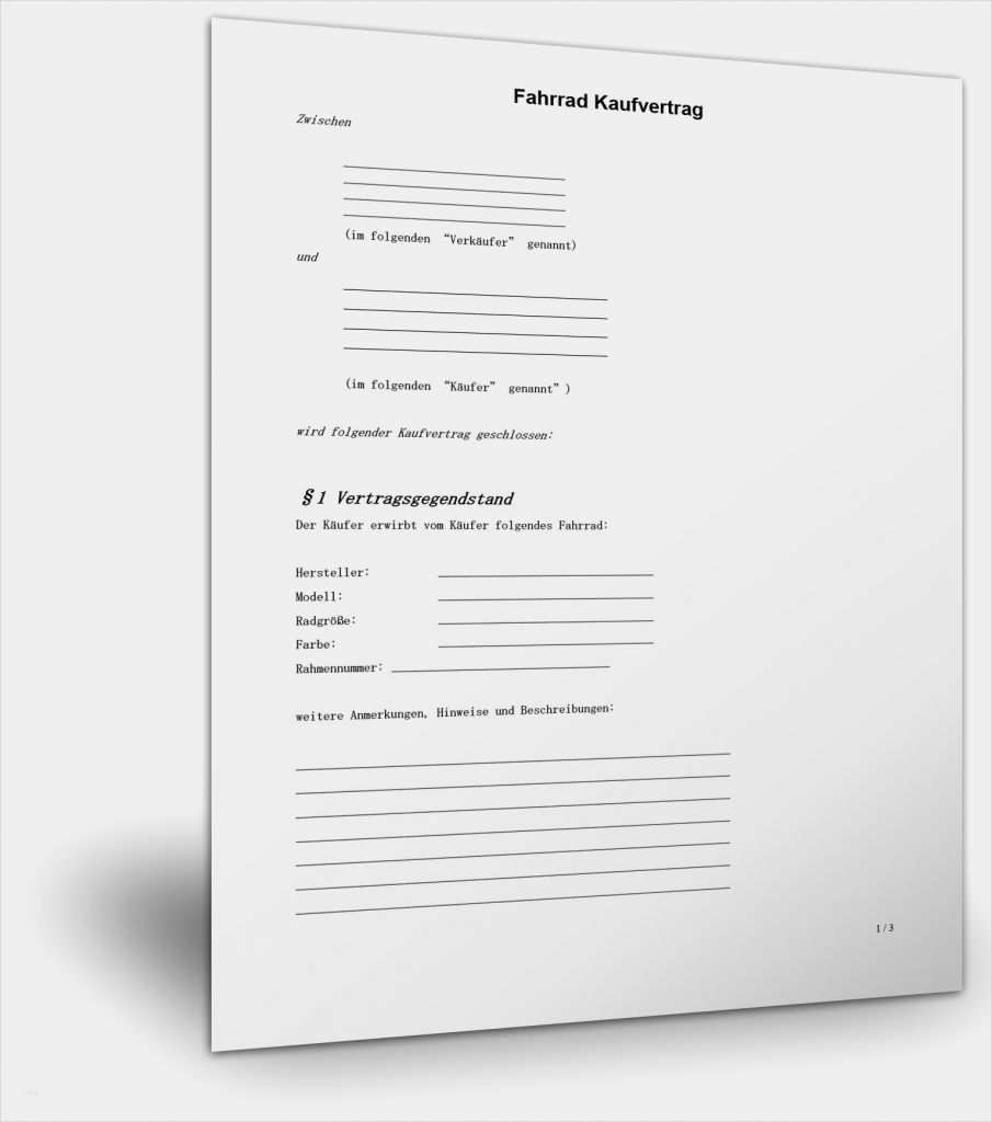 Kaufvertrag Fahrrad Vorlage Word Bewundernswert Kostenlose Vorlage F R Einen Fahrrad Kaufvertrag – Xua