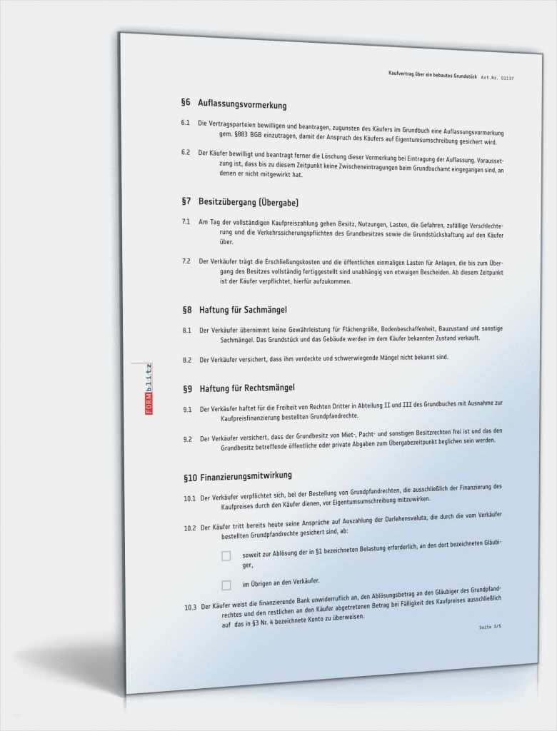 Kaufverträge Vorlage Gut Kaufvertrag Haus Bzw Bebautes ...