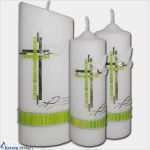 Kerzen Verzieren Mit Wachsplatten Vorlagen Wunderbar Moderne Taufkerze In Grün Silber