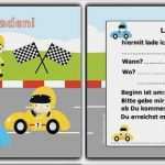 Kindergeburtstag Einladung Auto Vorlage Fabelhaft Einladung Kindergeburtstag Vorlage Kartbahn