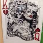 King and Queen Tattoo Vorlage Cool Skeleton King with Queen Hearts Card Shirt Choose Size