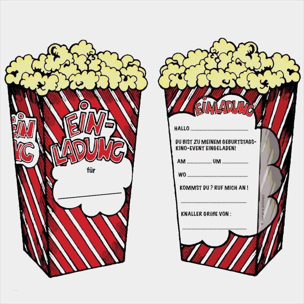 Kinokarte Einladung Vorlage Erstaunlich 6 Einladungskarten Popcorn & Kino Für Kindergeburtstag