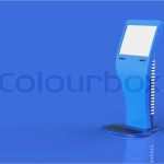 Kiosk Konzept Vorlage Süß Abstrakter Informationen touchscreen Terminal Auf Blauem