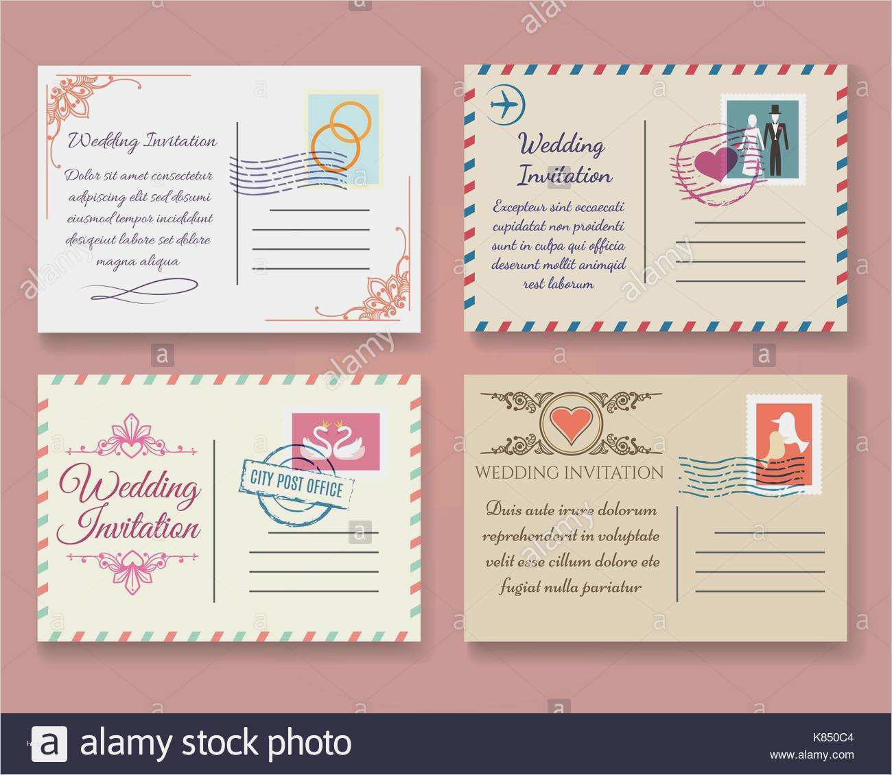 Kirchenblätter Hochzeit Vorlagen Genial Vintage Hochzeit Postkarte Vektor Vorlagen Alte Vector