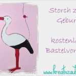 Klapperstorch Baby Vorlage Einzigartig Storch Zur Geburt Basteln ★ Kostenlose Vorlage