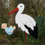 Klapperstorch Holz Vorlage Erstaunlich 60cm Storch Aus Holz Mit Baby Blau Rosa Gelb Oder Grün