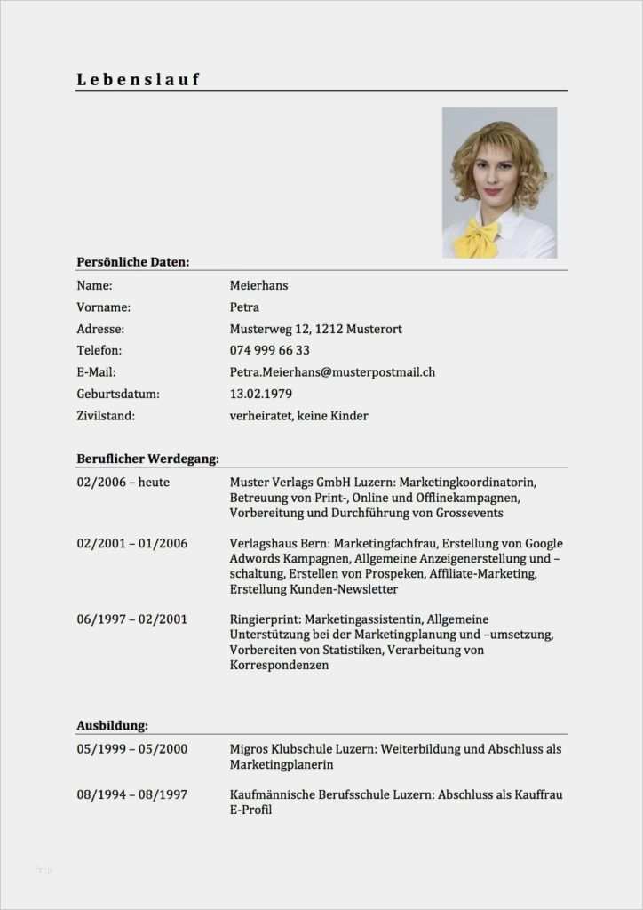 Klassischer Lebenslauf Word Vorlage Fabelhaft Lebenslauf Vorlage Tabellarischer Cv Schweiz – Vorlage
