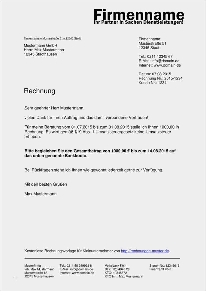 Kleinunternehmer Rechnung Vorlage Word Angenehm Kleinunternehmer Rechnung Rechnungsvorlagen Für