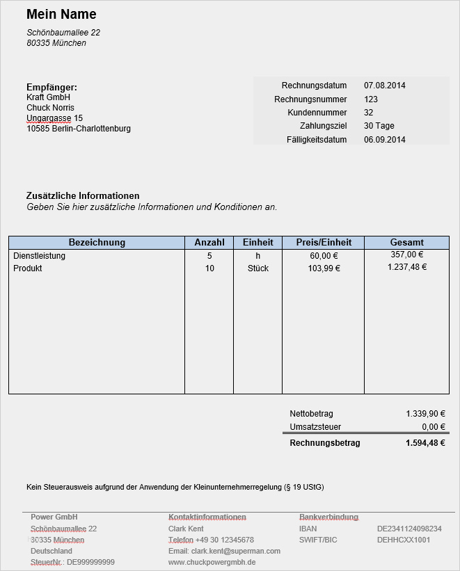 Kleinunternehmer Rechnung Vorlage Word Einzigartig Rechnung Kleinunternehmer Kostenlose Vorlage In Word