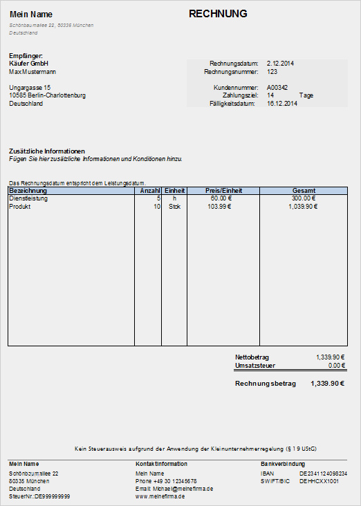Kleinunternehmer Rechnung Vorlage Word Erstaunlich Kleinunternehmer Rechnungsvorlage Kostenlose Vorlage In