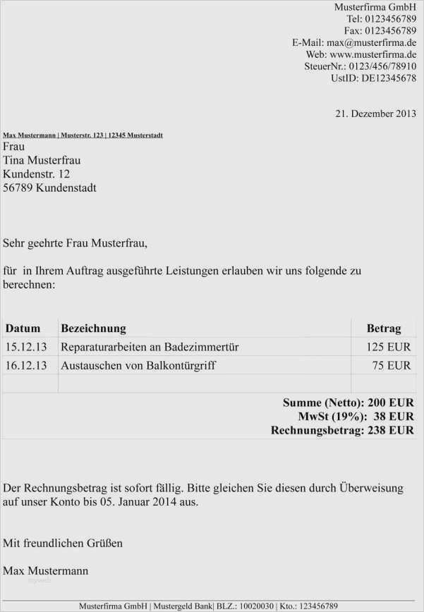 Kleinunternehmer Rechnung Vorlage Word Hübsch Vorlage Word Rechnung Erstaunlich Word Vorlage Rechnung
