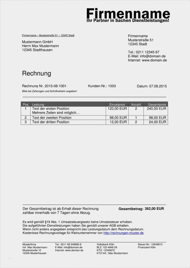 Kleinunternehmer Rechnung Vorlage Word Wunderbar Kleinunternehmer Rechnung Rechnungsvorlagen Für