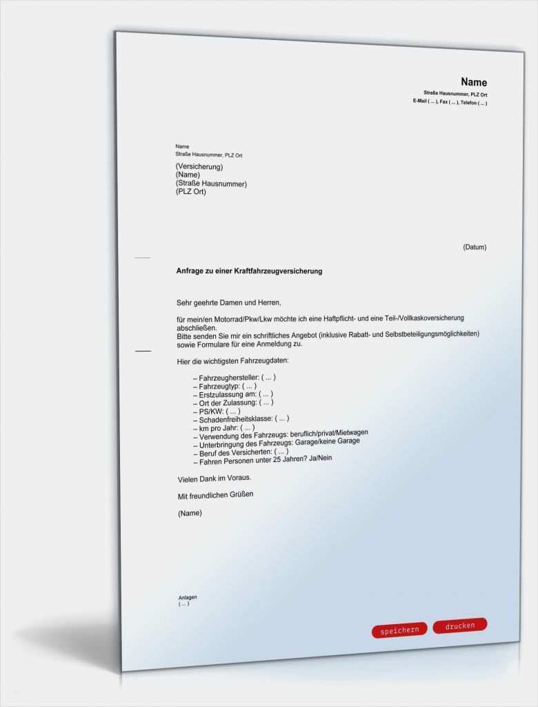 Kommissionsvertrag Kfz Vorlage Muster Fabelhaft Anfrage Kfz Versicherung