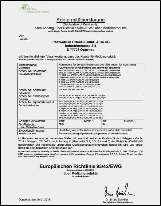Konformitätserklärung Medizinprodukte Vorlage Elegant Downloads
