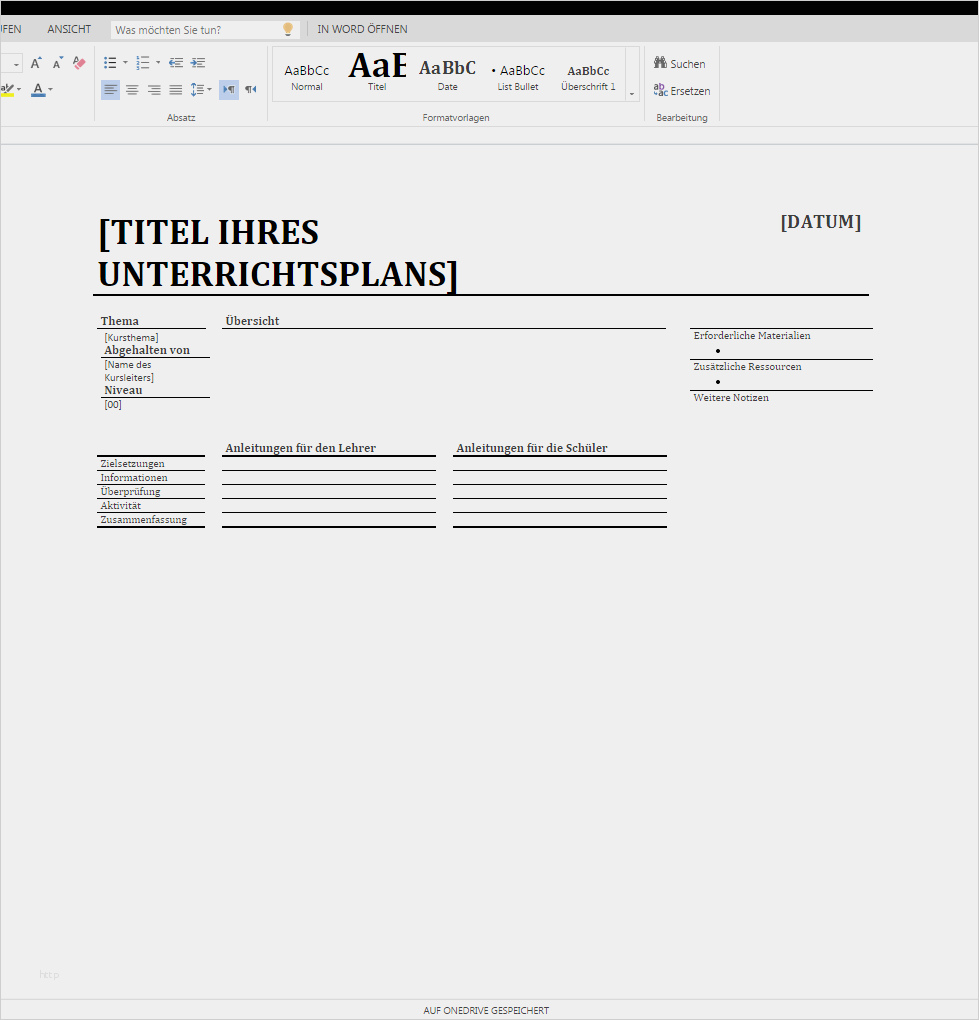 Konzept Erstellen Vorlage Word Elegant Täglicher Unterrichtsplan 2 – Wordvorlage