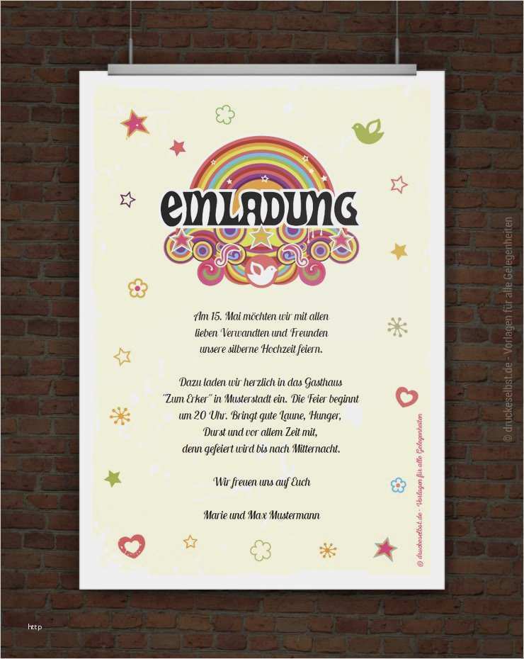 Kostenlose Vorlagen Für Geburtstagseinladungen Angenehm Drucke Selbst Kostenlose Einladung Zur Silberhochzeit Zum