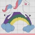 Kreuzstich Vorlagen Kinder Wunderbar Süßes Regenbogen Einhorn Sticken Sticken Kreuzstich