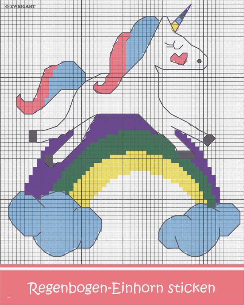 Kreuzstich Vorlagen Kinder Wunderbar Süßes Regenbogen Einhorn Sticken Sticken Kreuzstich