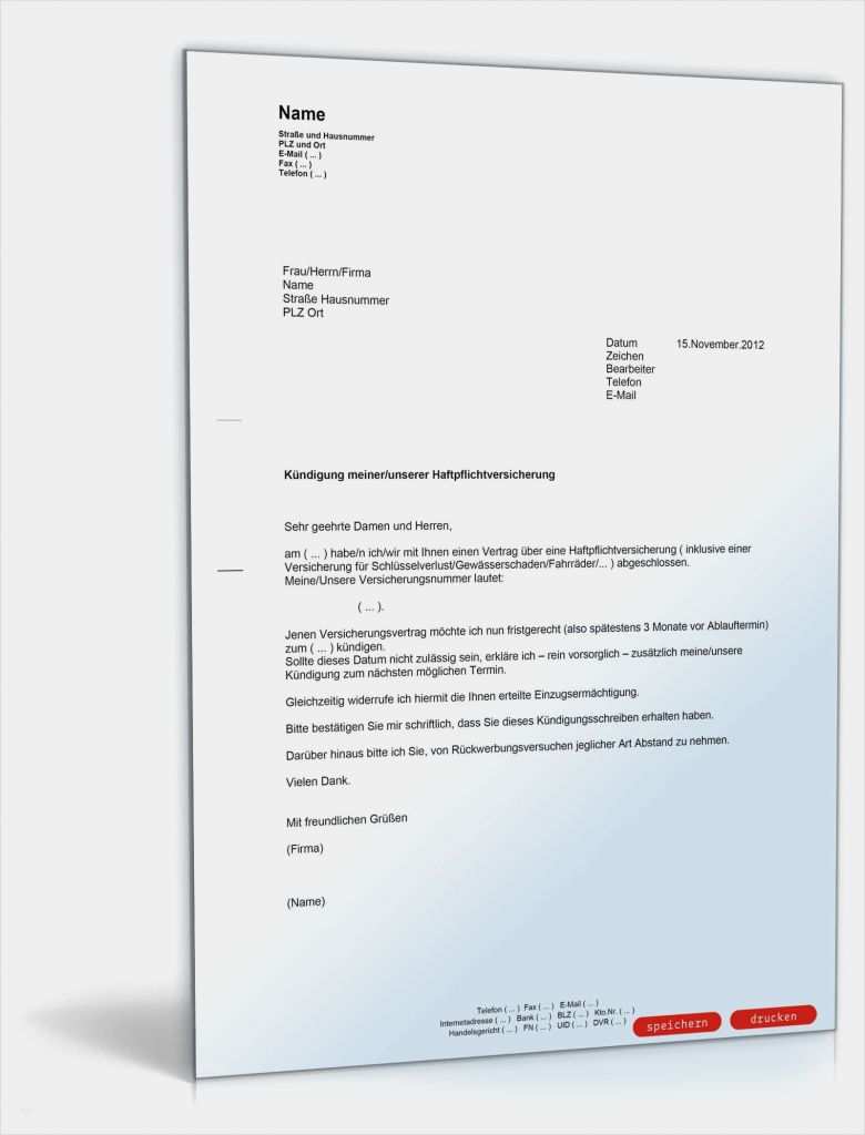 Kündigung Haftpflichtversicherung Vorlage Pdf Bewundernswert Kündigung Haftpflichtversicherung Muster Vorlage Zum
