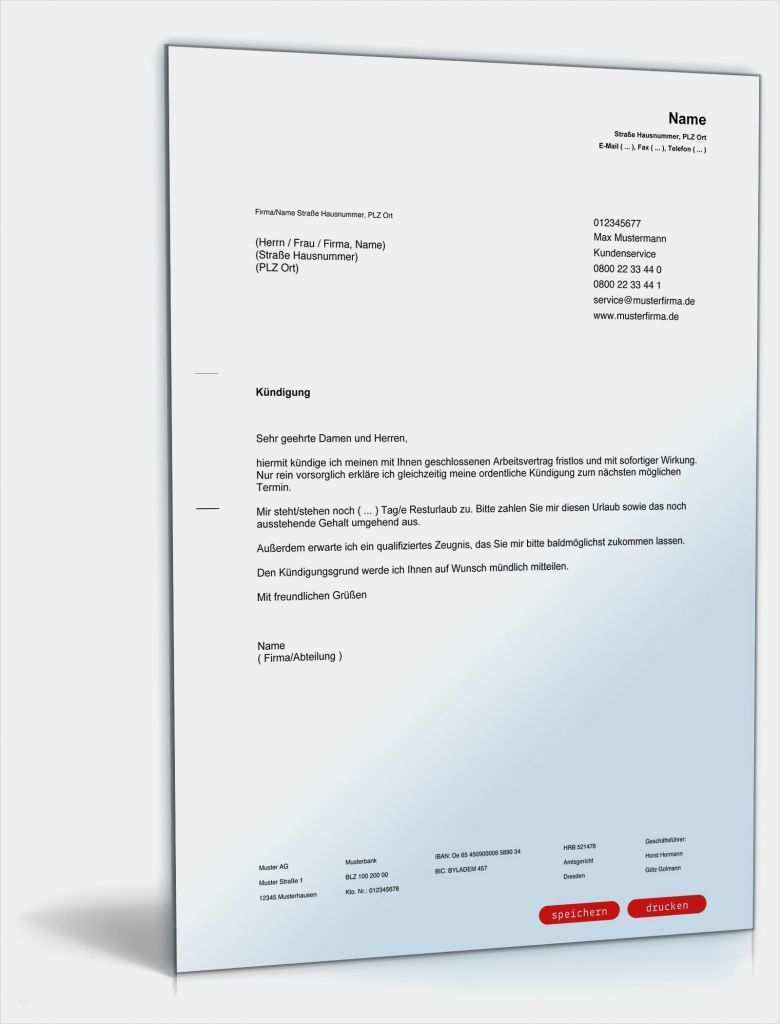 Kündigung In Der Probezeit Vorlage Beste Vorlage Kündigung Arbeitsvertrag Arbeitgeber Kündigung