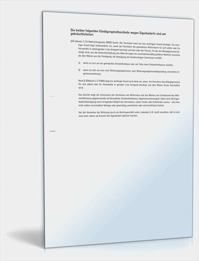 Kündigung Mietvertrag Bei Trennung Vorlage Cool Kündigung Wegen Eigenbedarf An Einen Mieter Muster