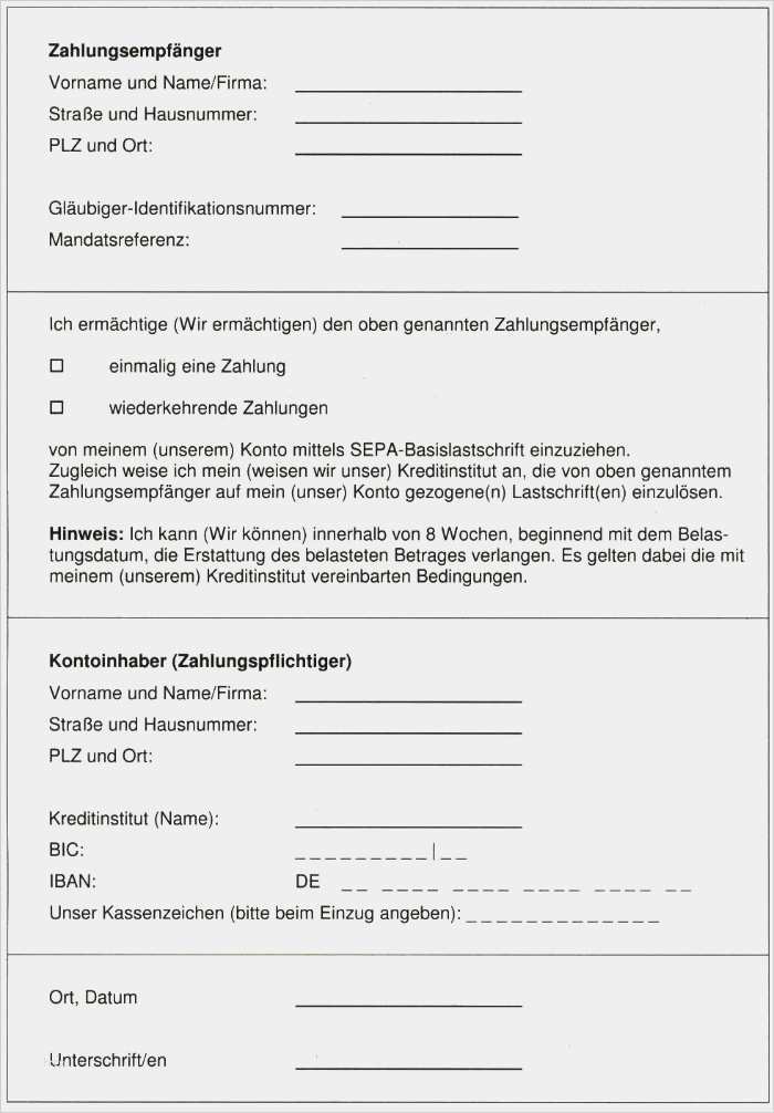 Kündigung Sepa Lastschriftmandat Vorlage Süß Lastschrifteinzugsverfahren F R Auszahlungen Passives – Xua