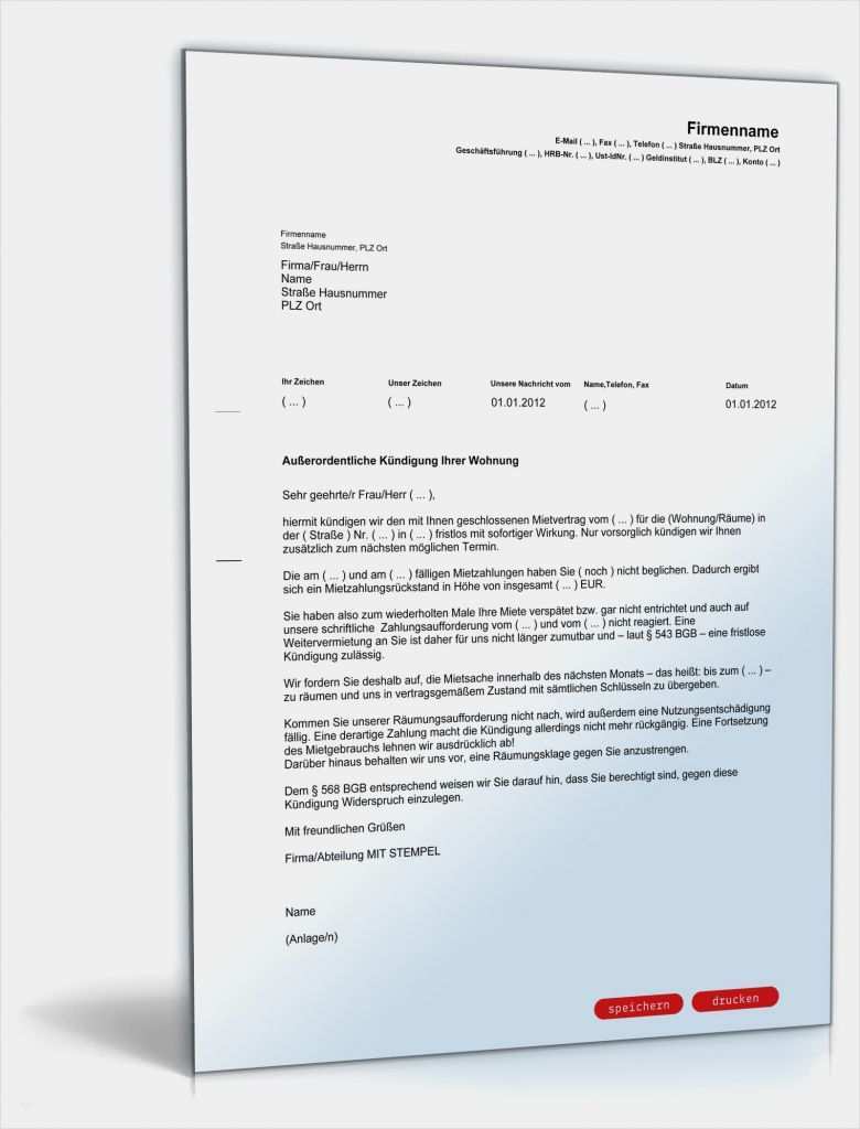 Kündigung Steuerring Vorlage Großartig Kündigung Mietvertrag Vermieter Vorlage Mietrückstand