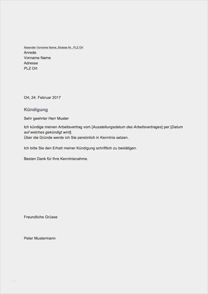 Kündigungsschreiben Word Vorlage Hübsch Kündigung Vorlage Schweiz Arbeitnehmer – Vorlage Muster