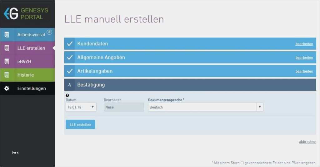 Langzeitlieferantenerklärung Vorlage 2018 Fabelhaft Genesysportal Ihr Kostenloses Portal Für