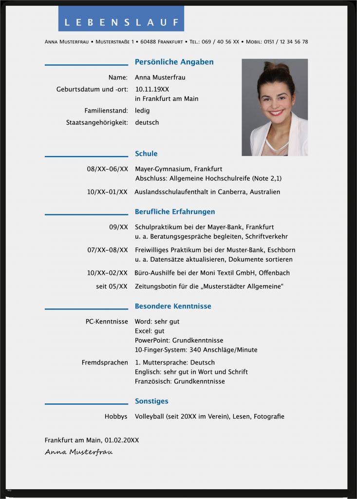 Lebenslauf Berufserfahrung Vorlage Erstaunlich Der Perfekte Lebenslauf Für Bewerbung Zur Ausbildung