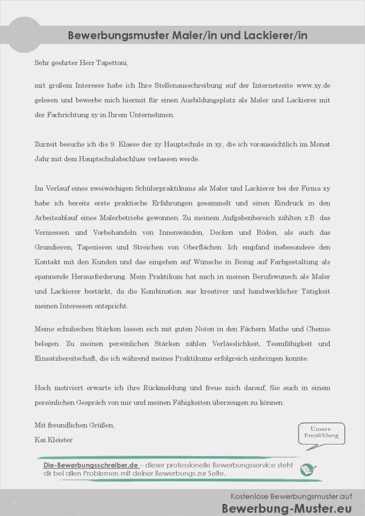Lebenslauf Maler Und Lackierer Vorlagen Best Of Kostenlose Bewerbungsvorlage Maler In Und Lackierer In