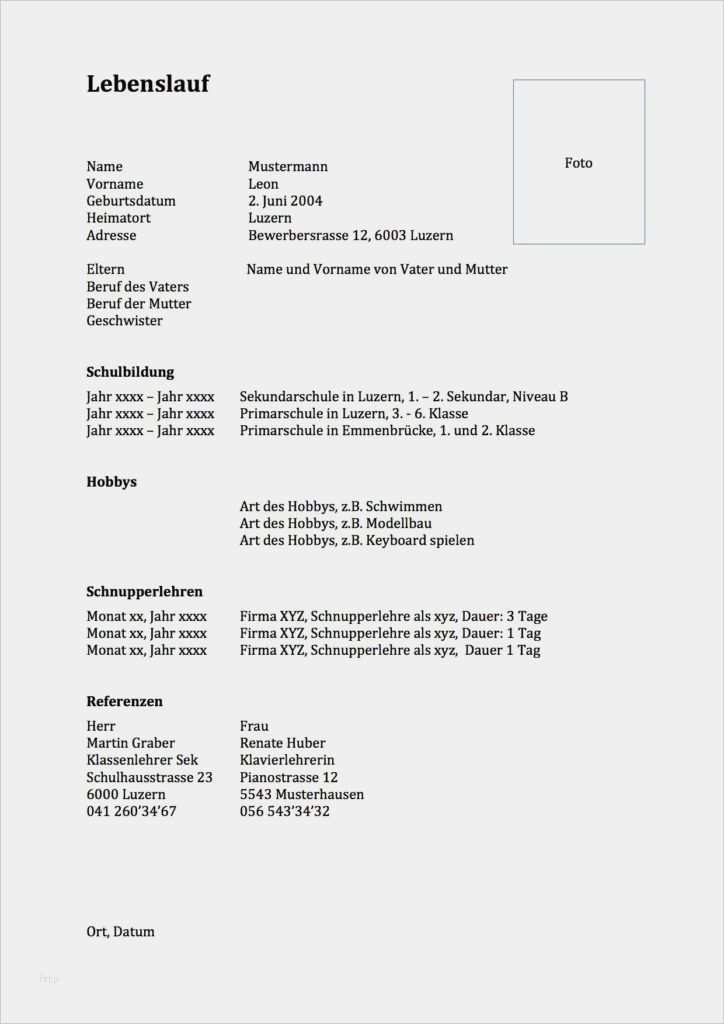 Lebenslauf Vorlage Schüler Word Download Schön Lebenslauf Vorlage Für Schüler