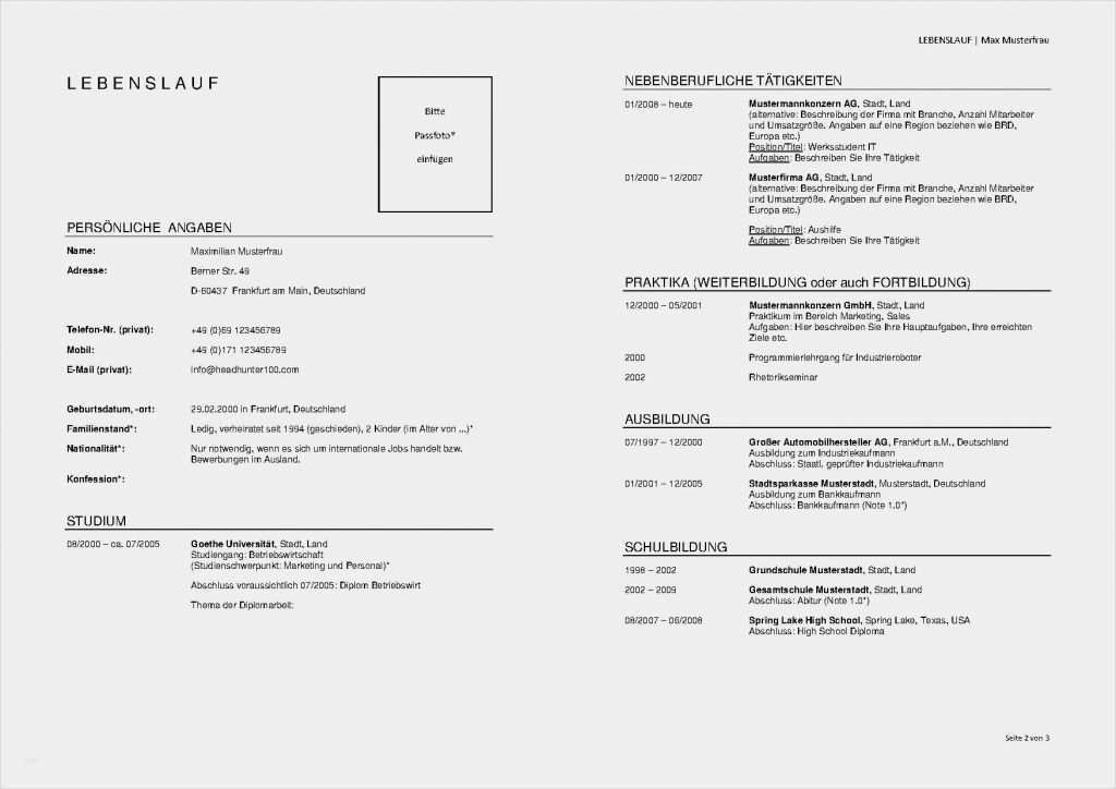 Lebenslauf Vorlage Student Schön Lebenslauf Vorlagen Headhunter100