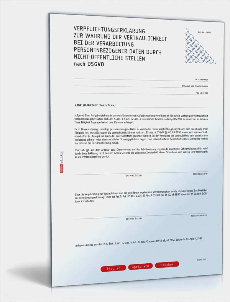 Lohnzettel Vorlage Pdf Angenehm Verpflichtungserklärung Gemäß Dsgvo