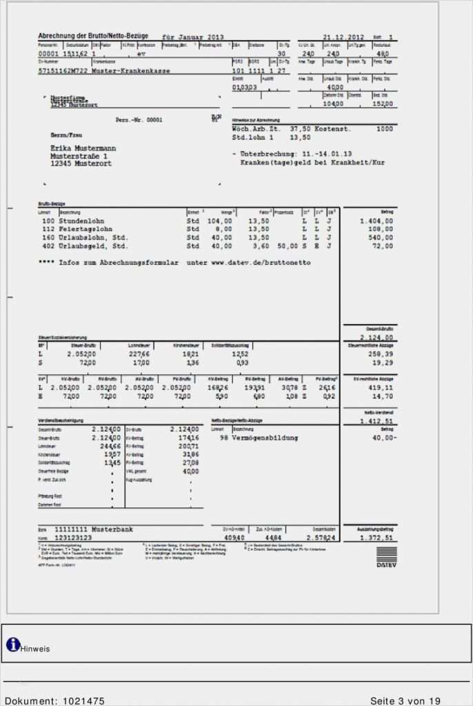Lohnzettel Vorlage Pdf Luxus Datev Abrechnung Der Brutto Netto Bezüge Download Datev