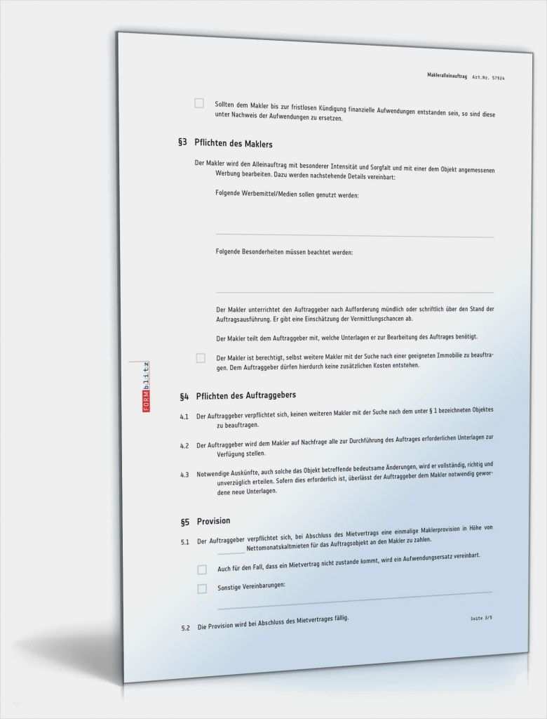 Makleralleinauftrag Vorlage Hübsch Makleralleinauftrag Suchauftrag Mietobjekt