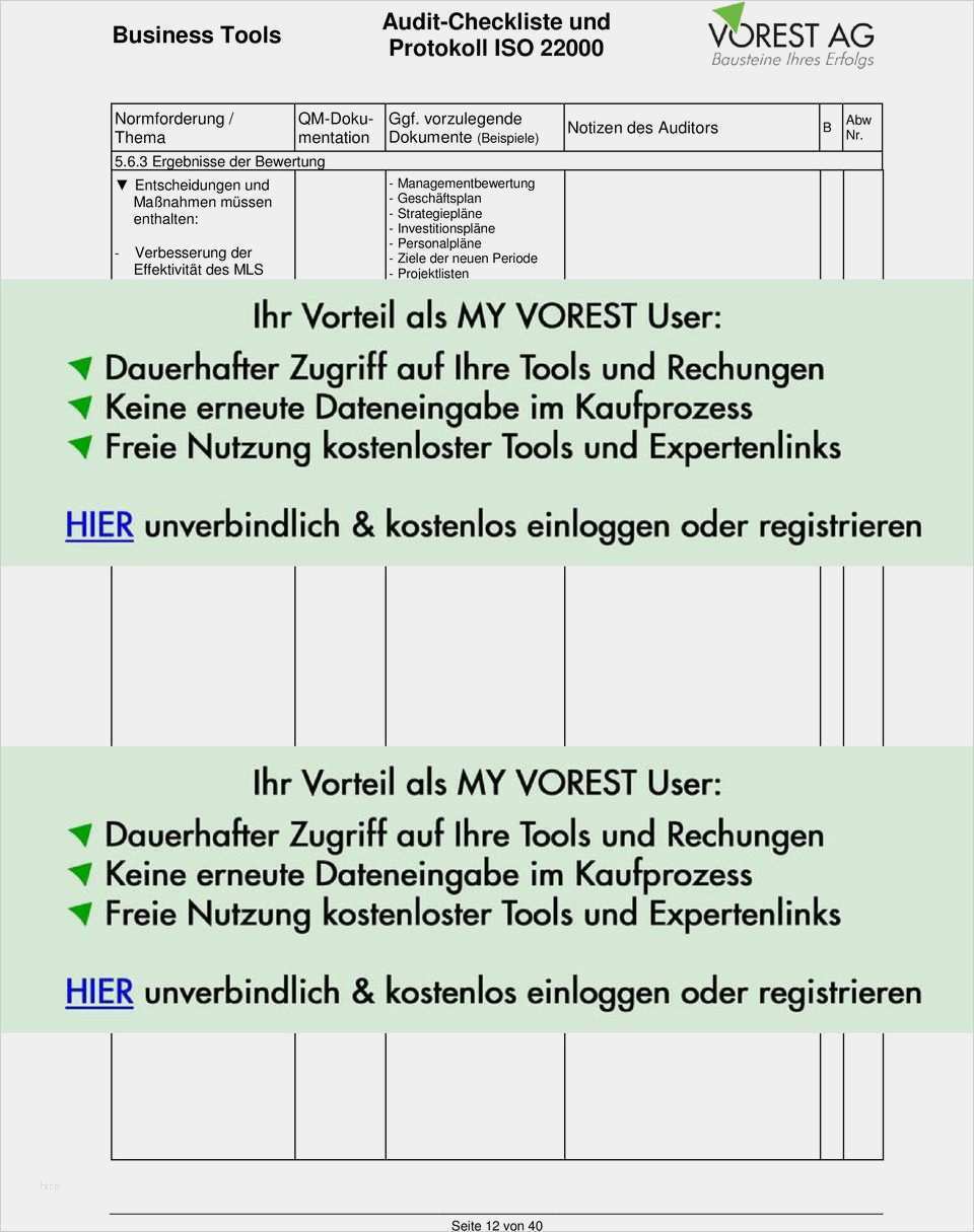Managementbewertung Vorlage Angenehm Audit Checkliste Und Protokoll iso Pdf
