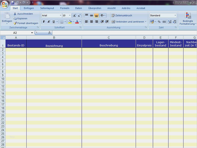 Maschinenliste Vorlage Bewundernswert Bestandsliste ...