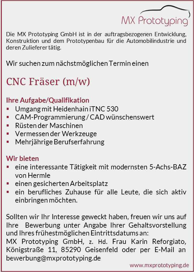 Maschinenliste Vorlage Erstaunlich Karriere Bei Mx Prototyping Gmbh