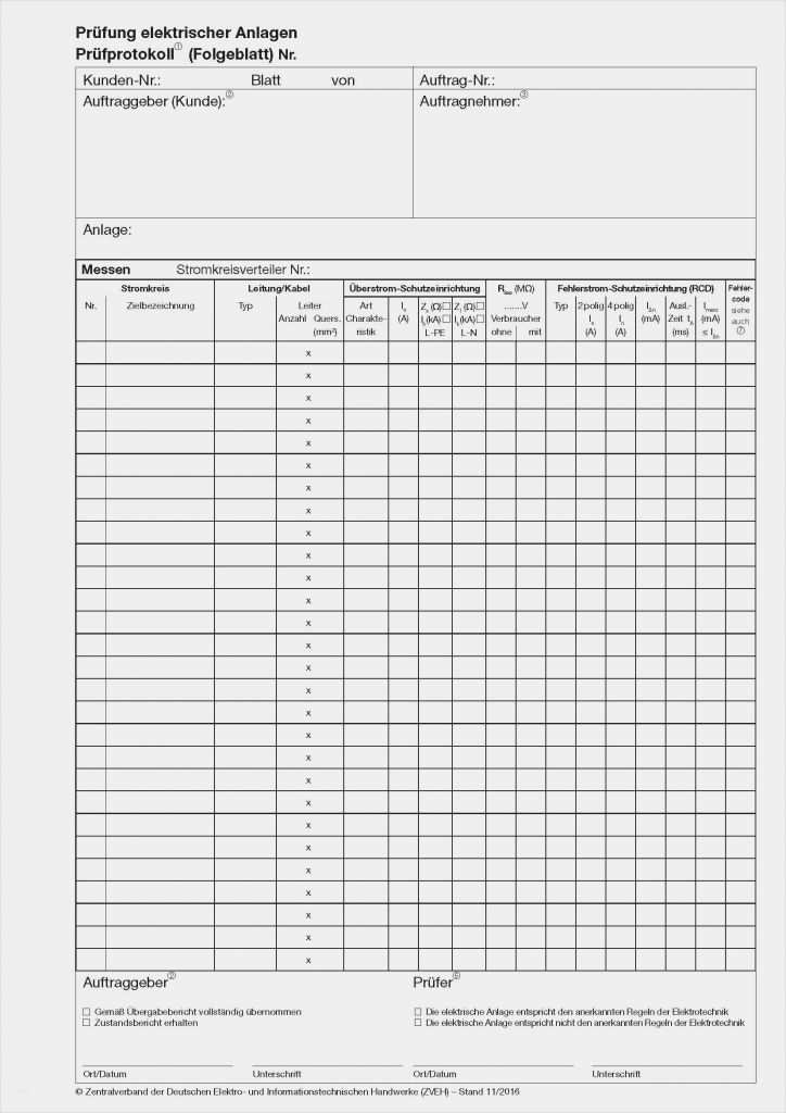 Materialliste Elektroinstallation Vorlage Genial Prüfprotokoll Elektrische Anlagen Ohne Logo Prüfprotokolle