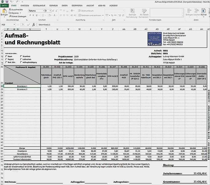 Materialliste Elektroinstallation Vorlage Schön Mobiles Aufmaßprogramm Für Excel Streit Datentechnik