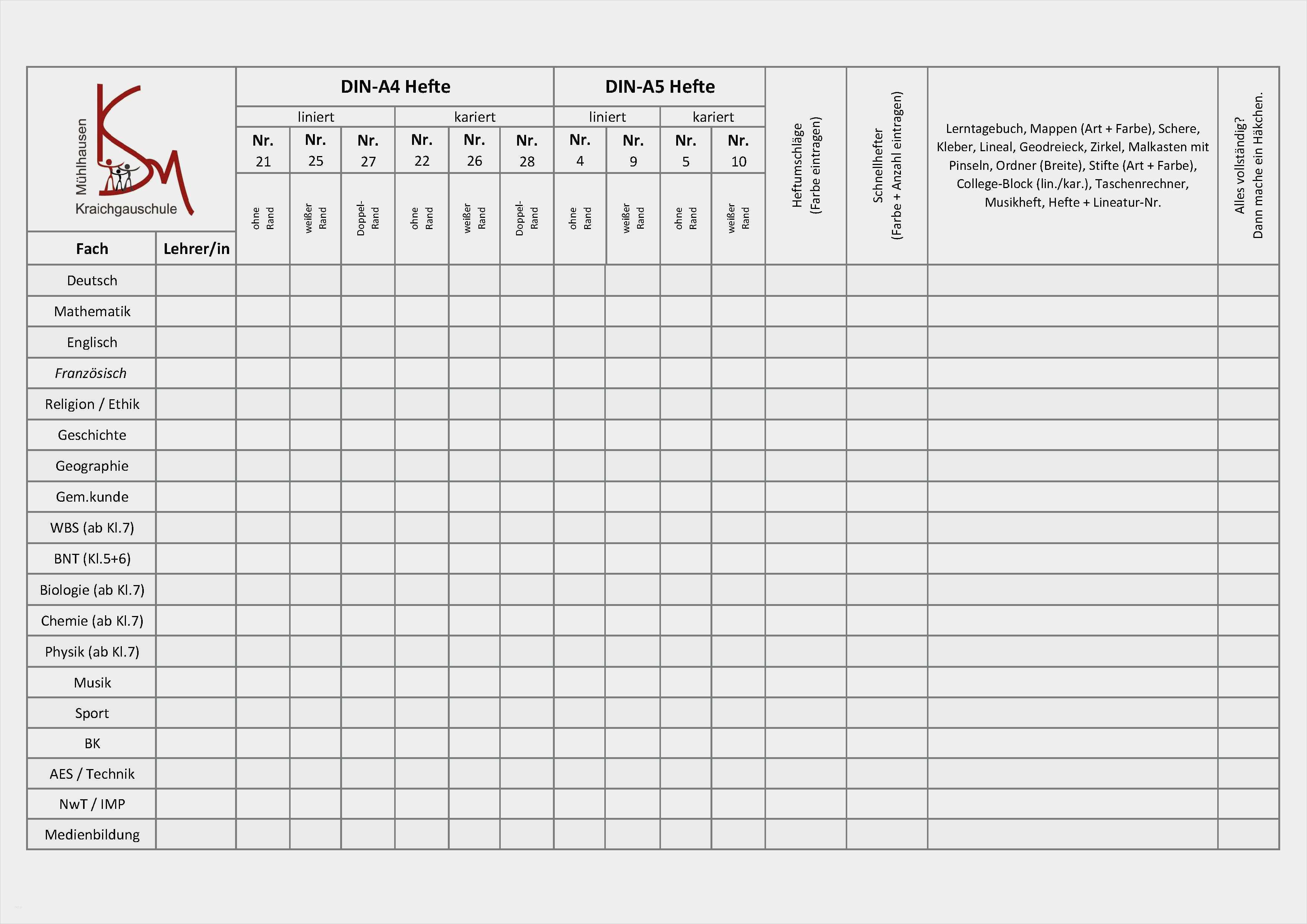 Materialliste Elektroinstallation Vorlage Wunderbar Materiallisten Kraichgauschule Mühlhausen